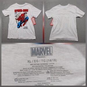 Marvel Spider-Man Graphic Tee Boys XL 14–16 White Crime Fighter NWT